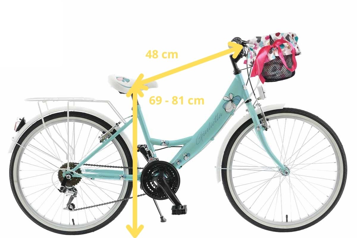 Turkos damcykel med måttangivelser