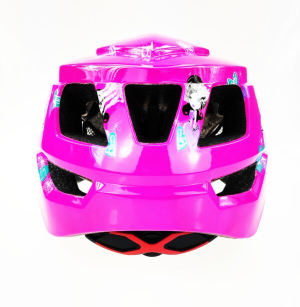 Rosa cykelhjälm med motiv för barn