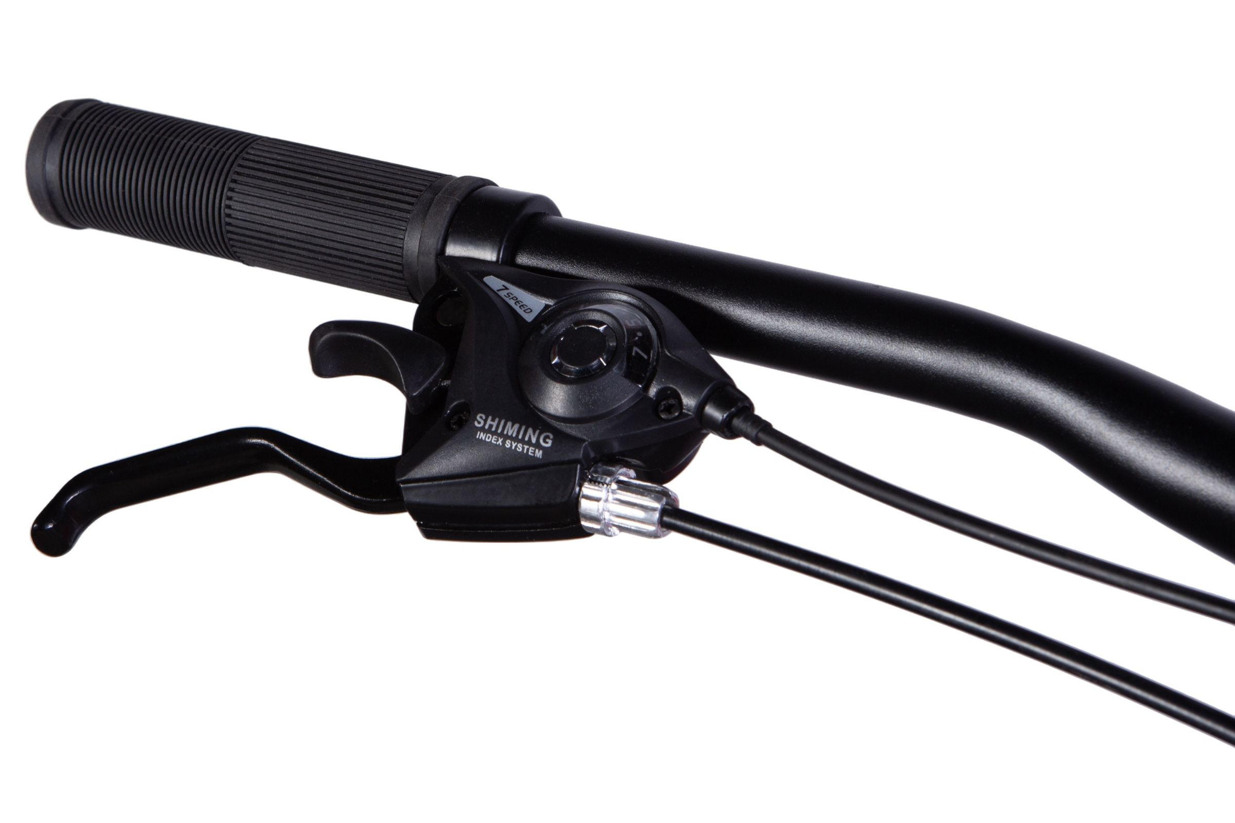 Brzdová páka a řadicí systém pro bicykl.