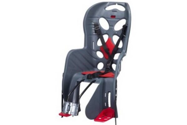 Cykelsits för barn med säkerhetsbälte, grå och röd
