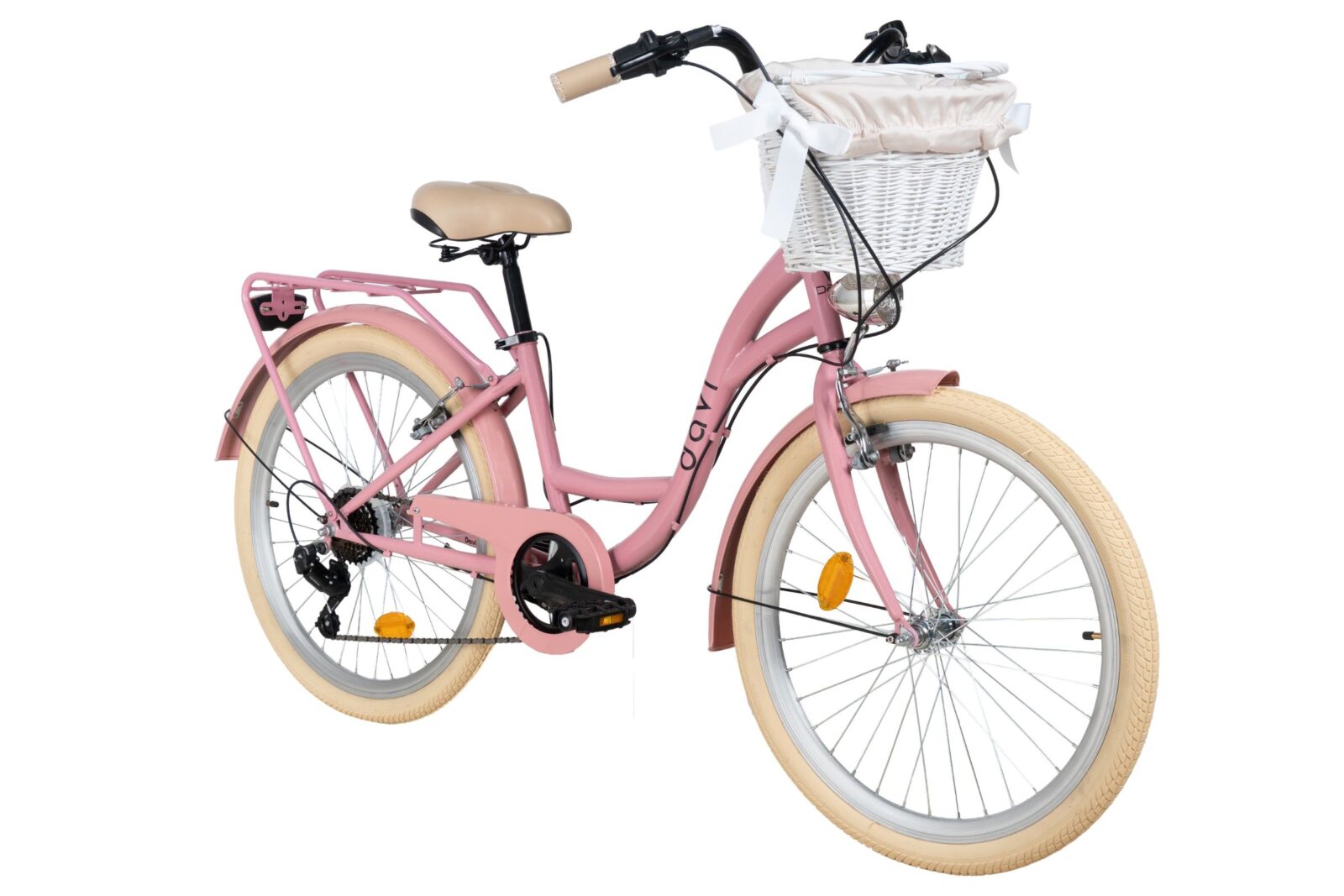 dětské kolo davi amelia 24", 130–165 cm, 7 převodů, růžová/bežová barva