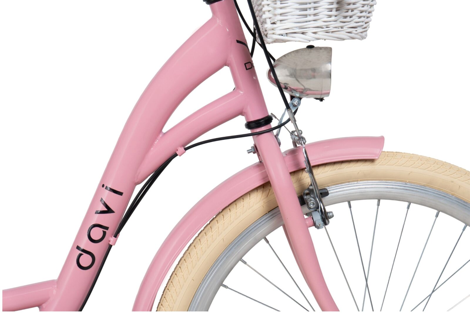dámské kolo davi emma 26", 155–180 cm, 7 převodů, růžová/béžová barva