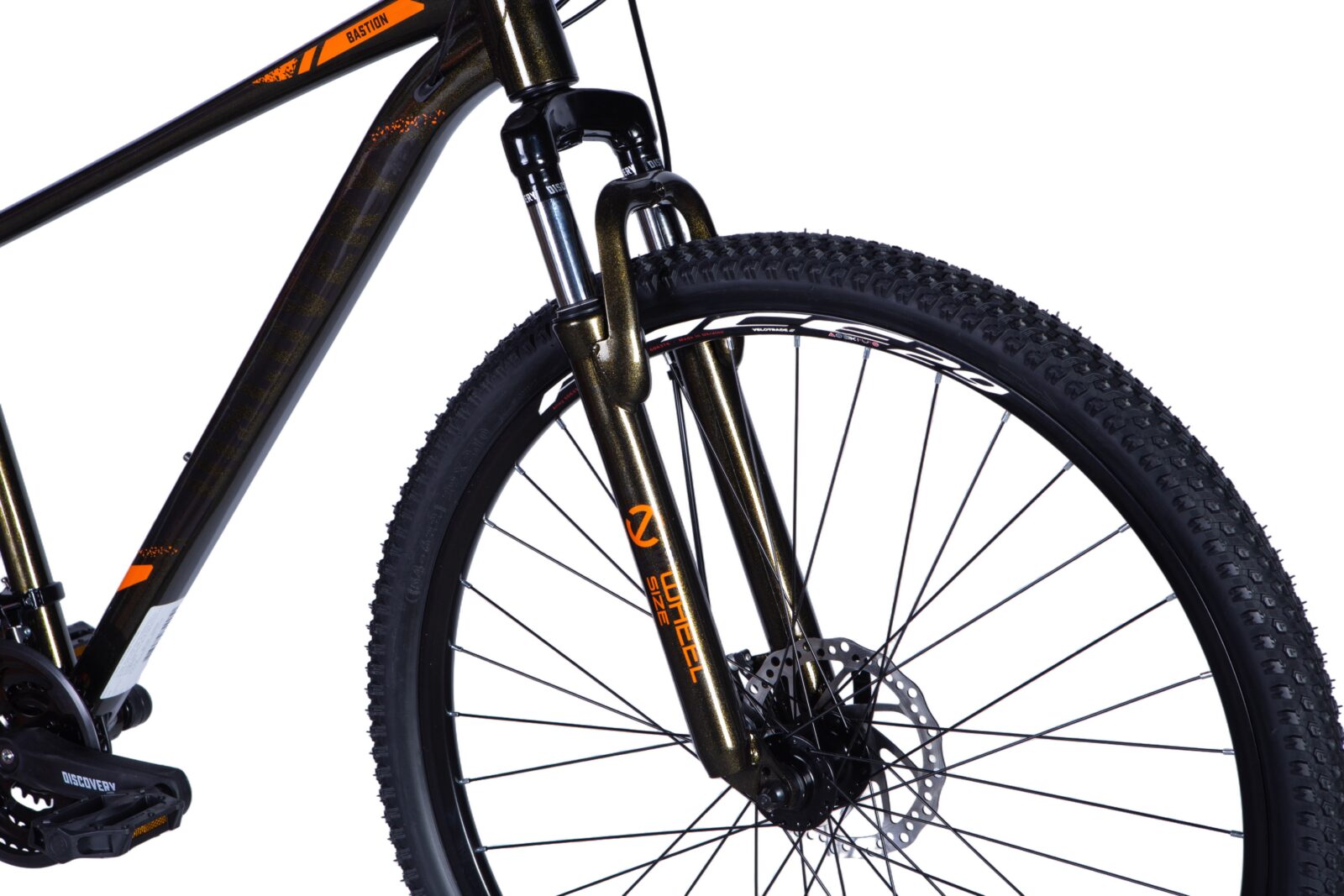 Detail horského kola s elegantním designem.