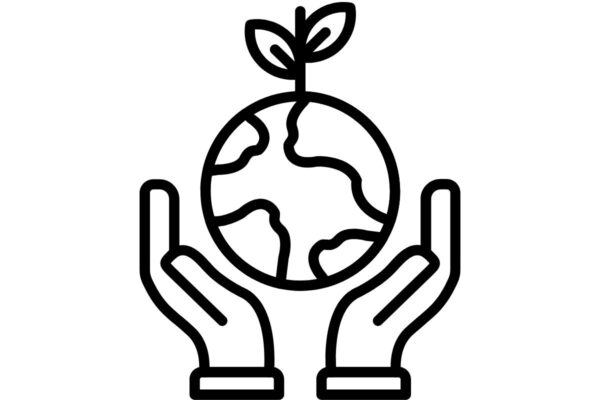 Händer håller jordglob med planta.