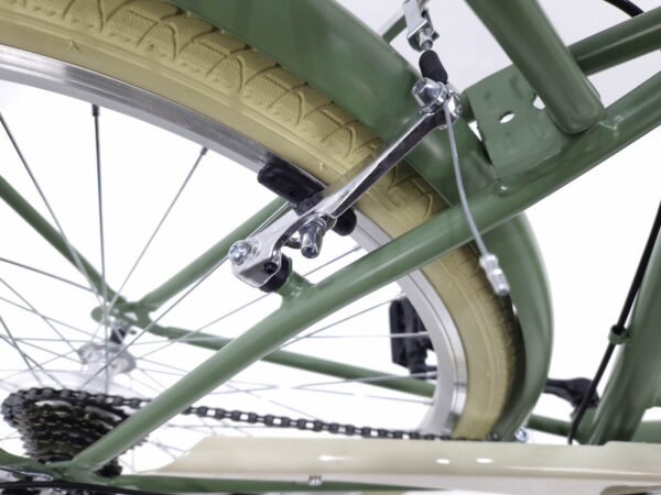 Detail kola s brzdovým mechanismem a pláštěm