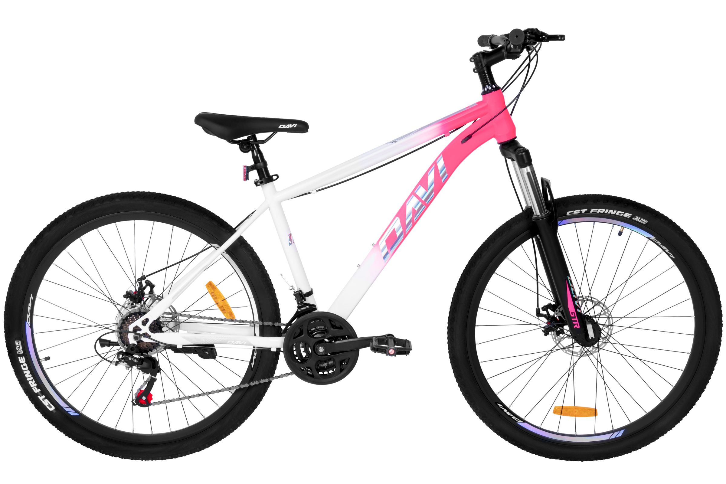 horské kolo davi bonita 27.5", 160–185 cm, 21 převodů, bílá/růžová (copy)