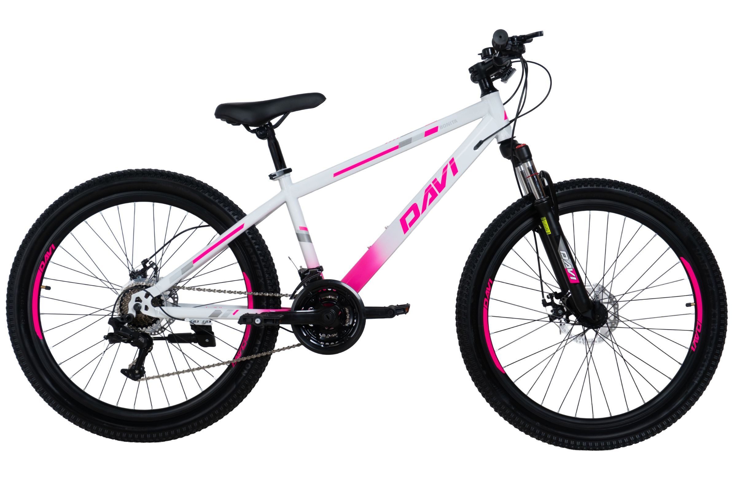 Horské kolo Davi Bonita 26, 145–170 cm, 21 převodů, růžová/bílá barva