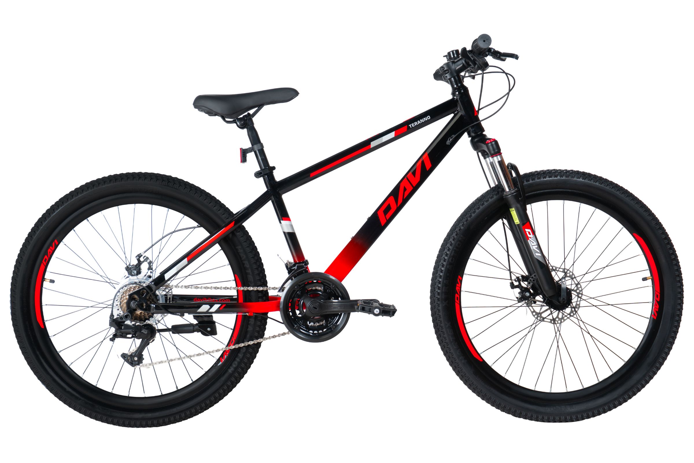 bicicleta mtb davi terrano 26", 145 170 cm, 21 viteze, negru/rosu (copy)