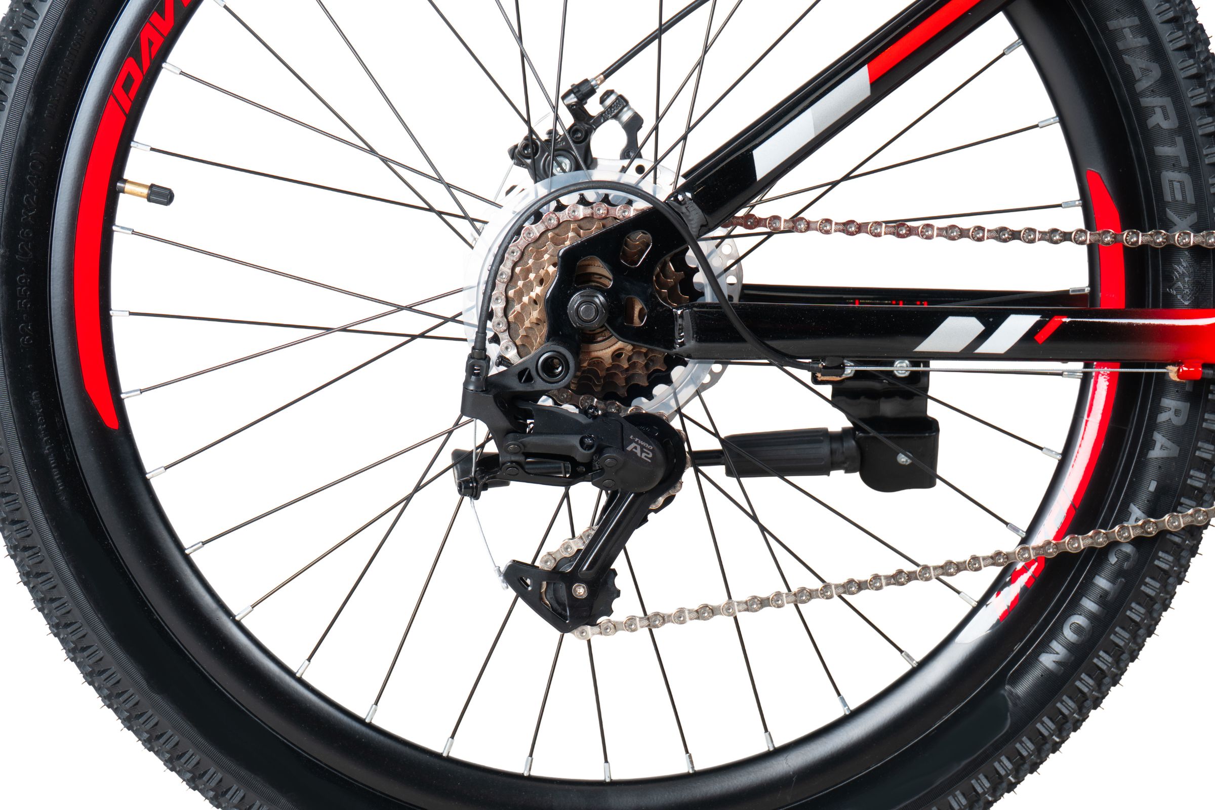 bicicleta mtb davi terrano 26", 145 170 cm, 21 viteze, negru/rosu (copy)