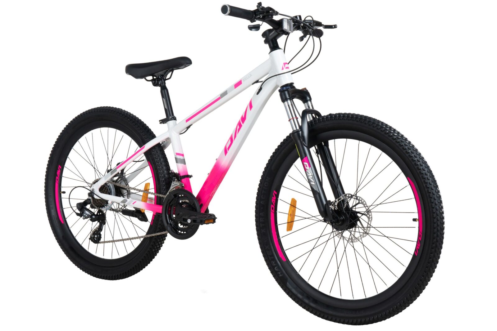 horské kolo davi bella hliník, 27,5", 160–185 cm, 21 převodů, bílá/růžová barva (copy)