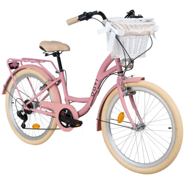 dětské kolo davi amelia 24", 130–165 cm, 7 převodů, růžová/bežová barva