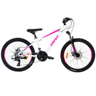 Dětské kolo Davi Bella hliník, 24", 130-160 cm, 21 převodů, bílá/růžová barva