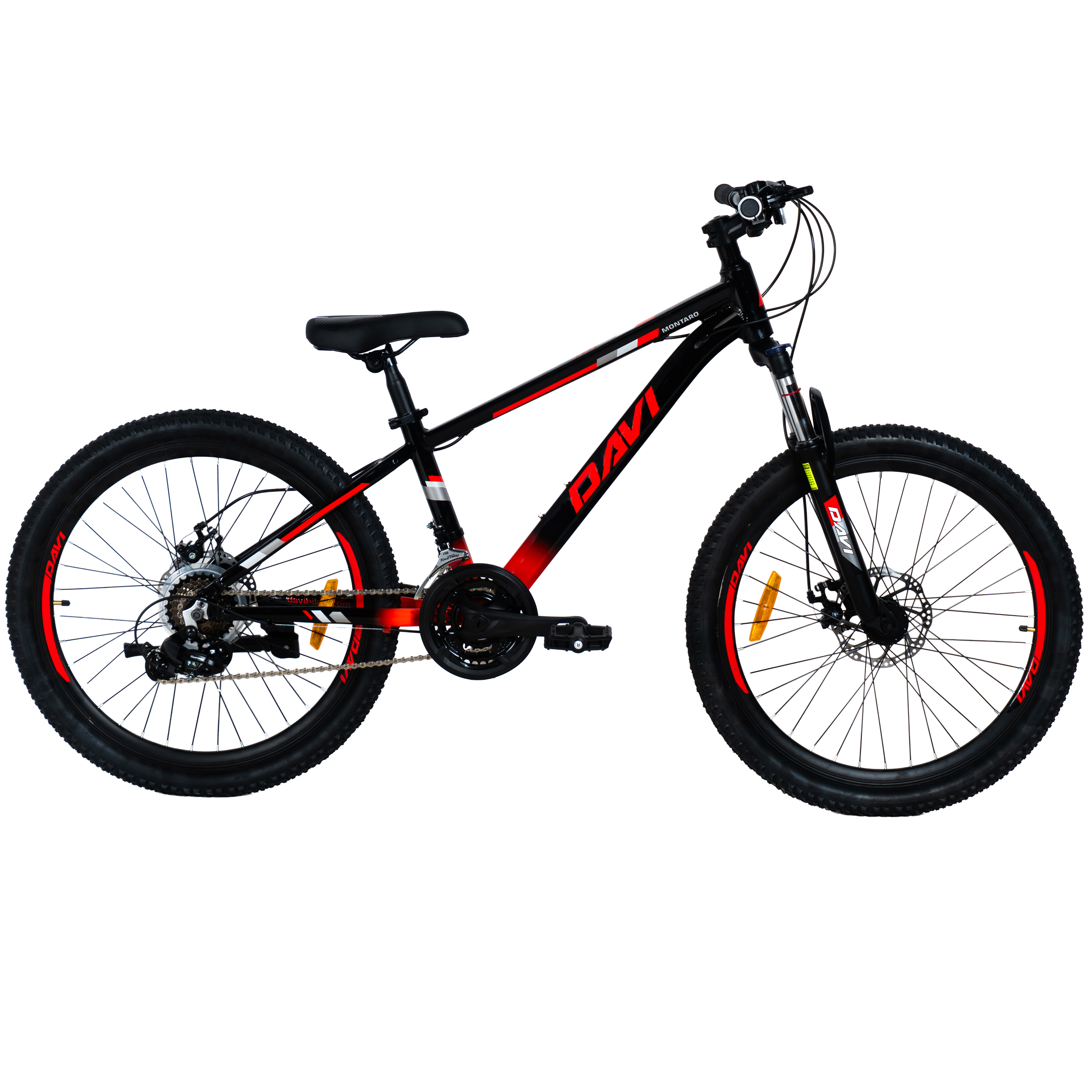 Dětské kolo Davi Montaro hliník, 24", 130-160 cm, 21 převodů, černá/červená barva