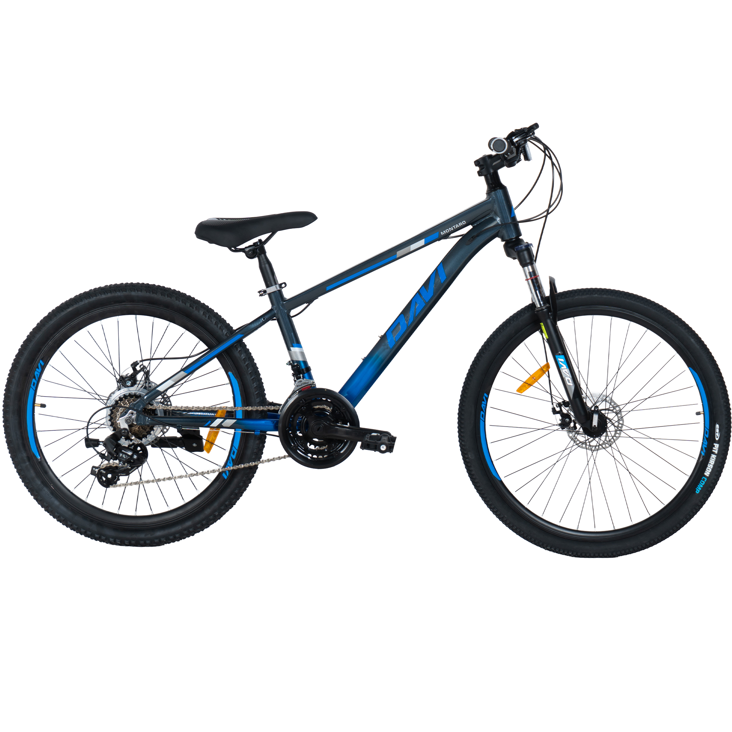Dětské kolo Davi Montaro hliník, 24", 130-160 cm, 21 převodů, šedá/modrá barva