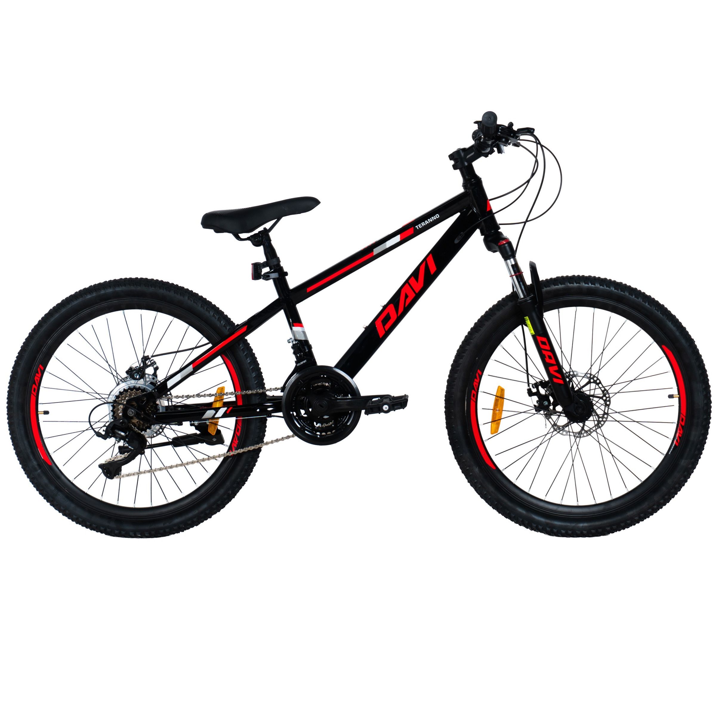 Dětské kolo Davi Terrano 24, 130-160 cm, 21 převodů, černá/červená barva