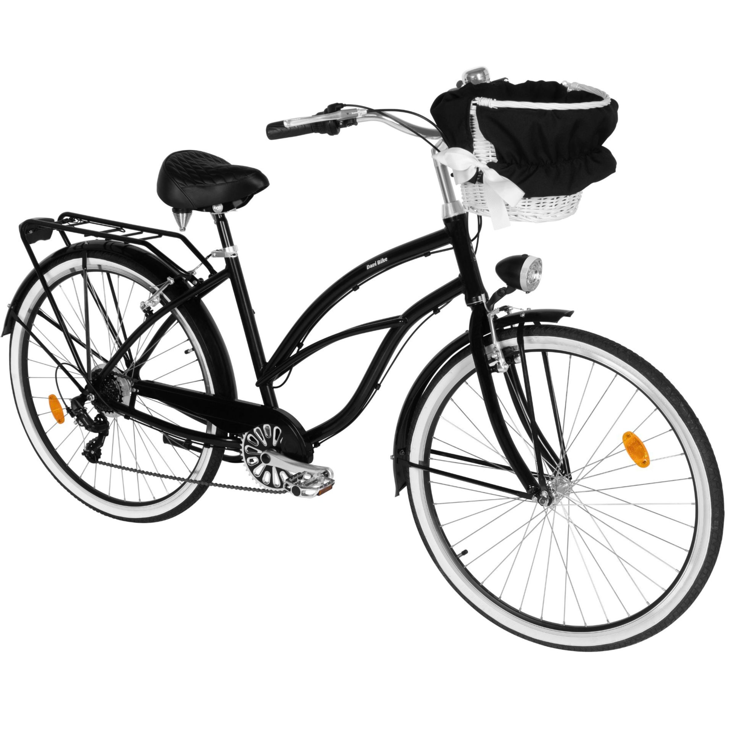Naisten kaupunkipyörä Davi Bianca Cruiser Alumiini, 28", 160–185 cm, 7 vaihdetta, Musta
