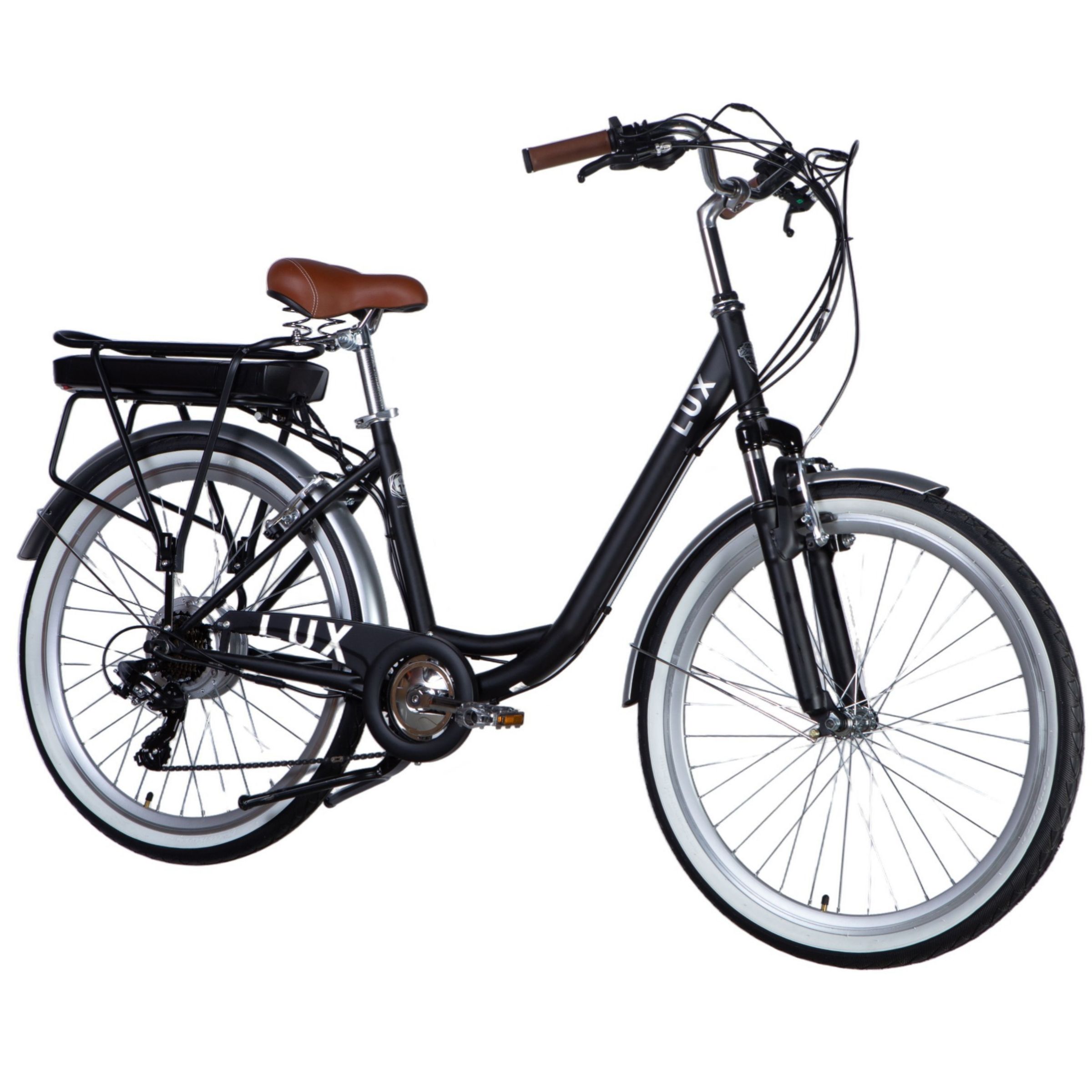 Sähköpyörä E-Lux 26", 50 km, 155–170 cm, 7 vaihdetta, Musta