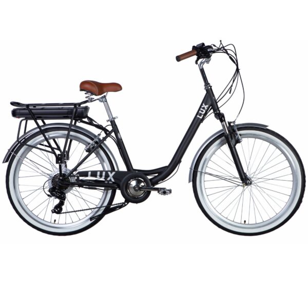 elektrokolo e lux 26", 155–170 cm, 50 km, 7 převodů, černá barva