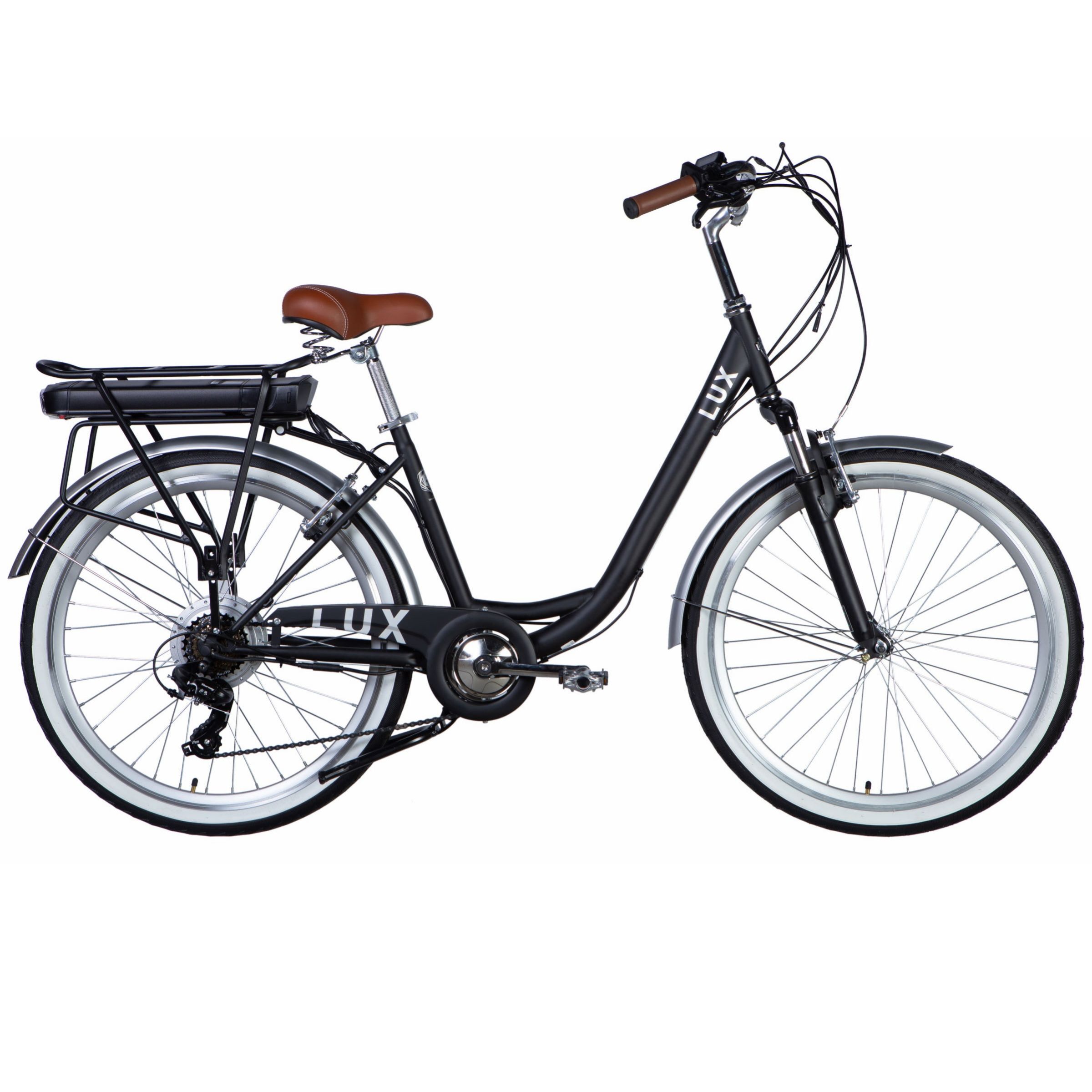 Sähköpyörä E-Lux 26", 50 km, 155–170 cm, 7 vaihdetta, Musta