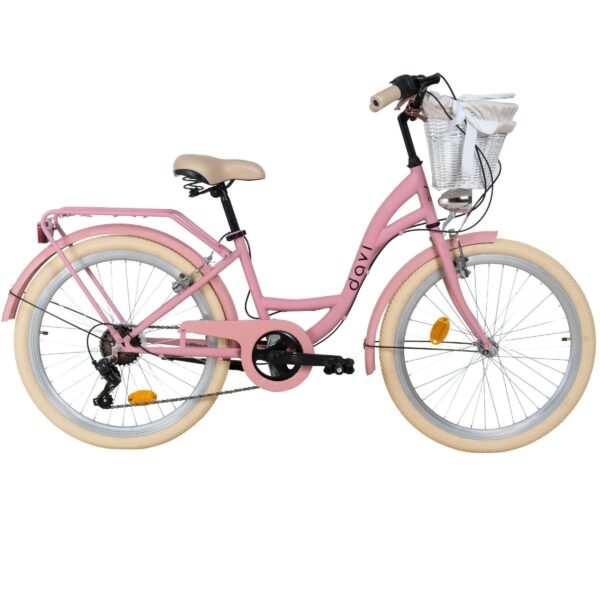 dětské kolo davi amelia 24", 130–165 cm, 7 převodů, růžová/bežová barva