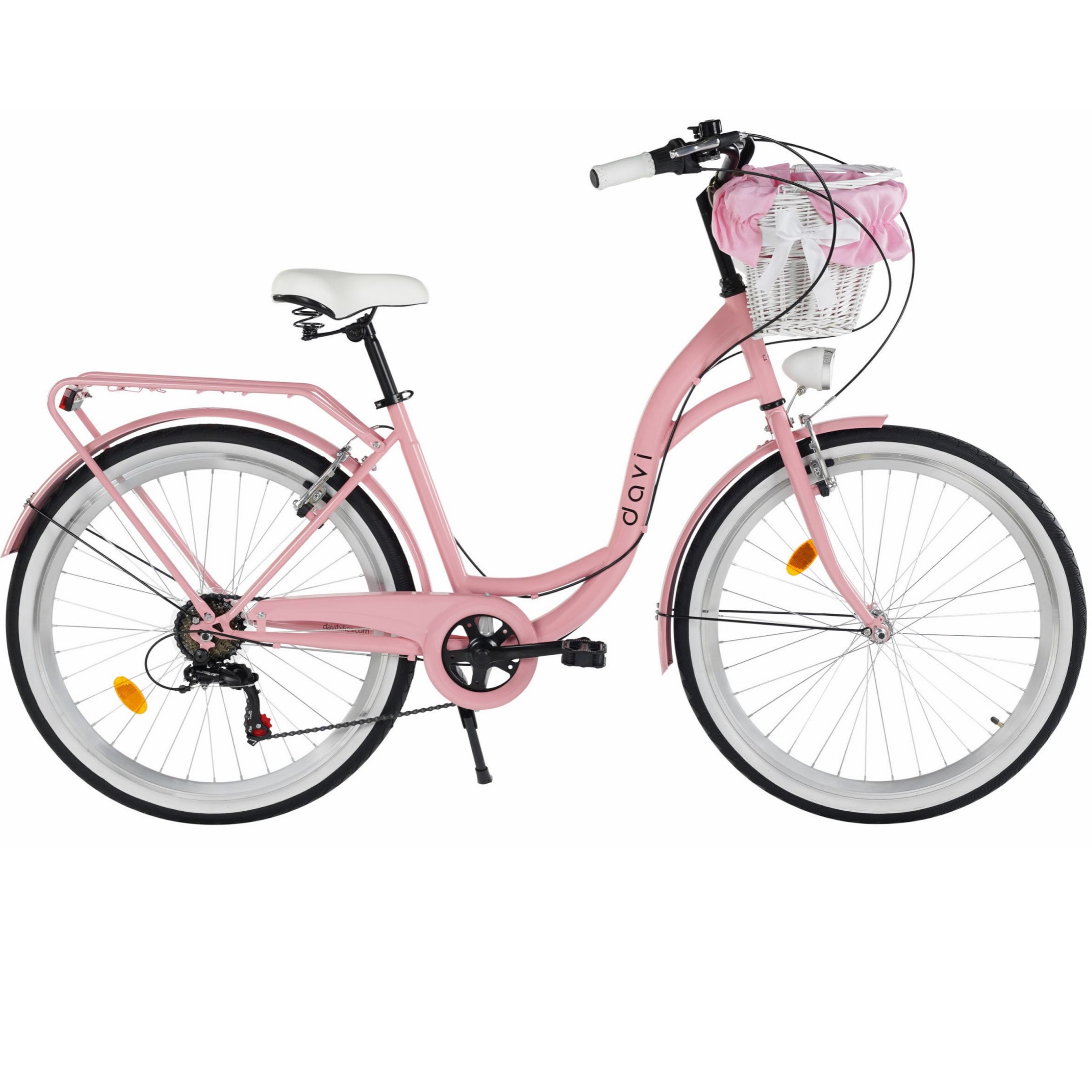 Dámské kolo Davi Emma 26", 155–180 cm, 7 převodů, růžová/černá barva