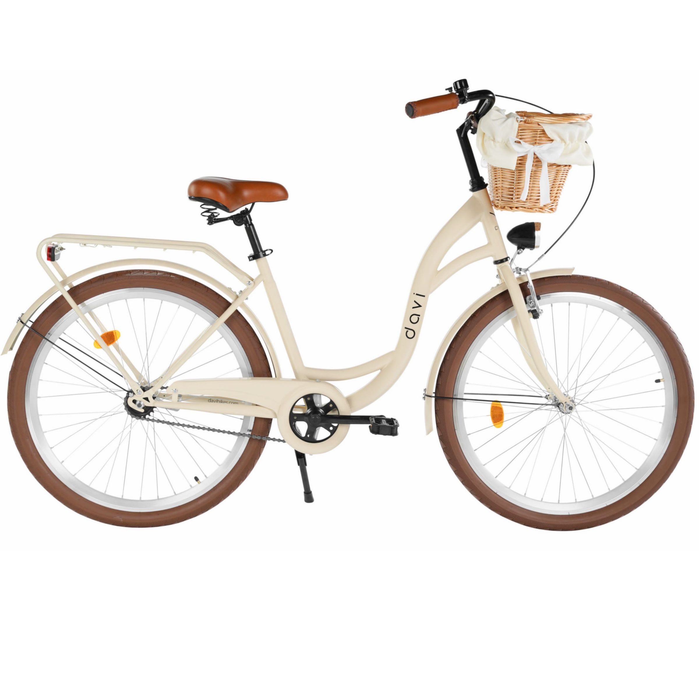 Dámské kolo Davi Lila 26", 155–180 cm, 1 převod, krémová barva