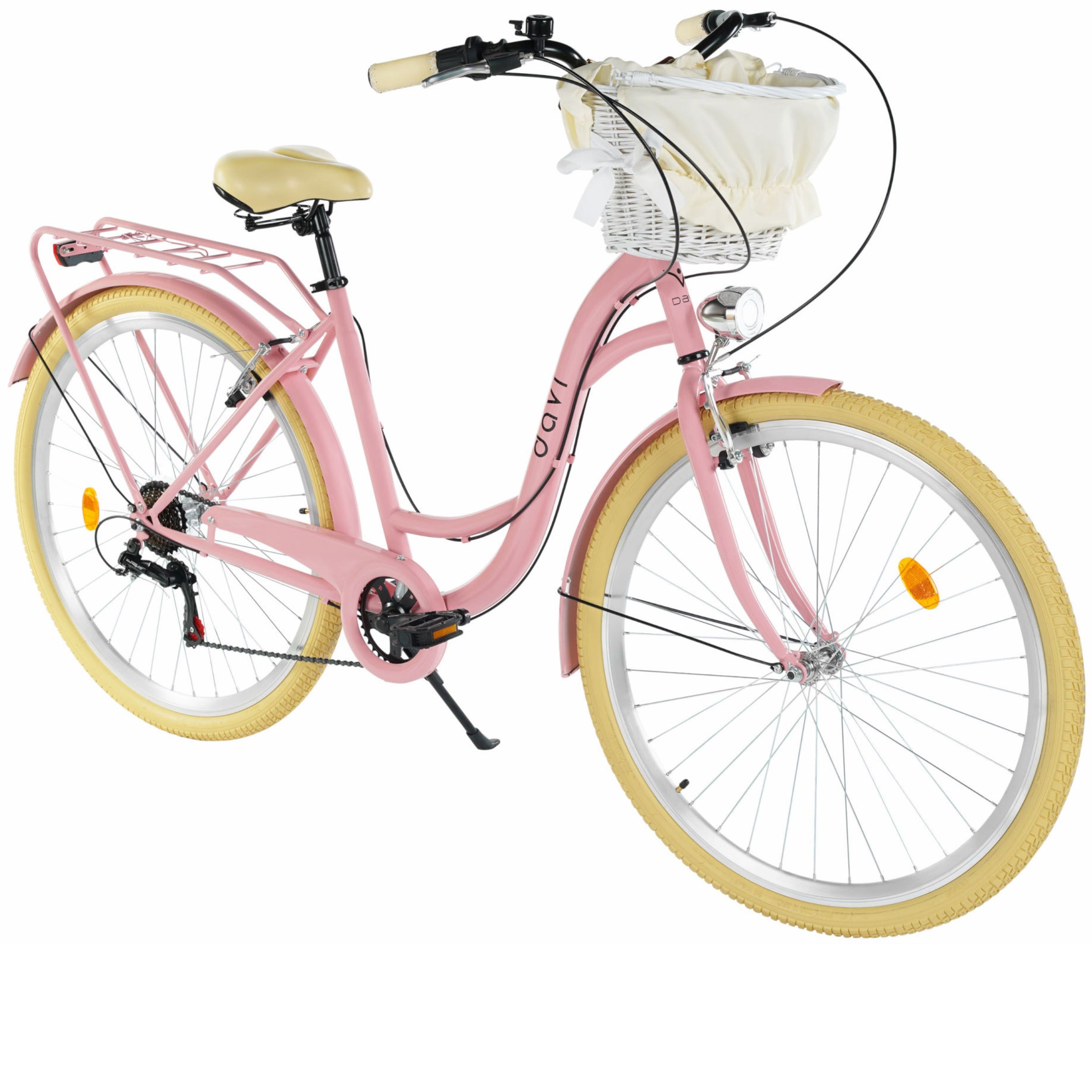 Kaupunkipyörä Davi Emma 7 vaihdetta, 28", 160–185 cm, Vaaleanpunainen/Kermanvärinen