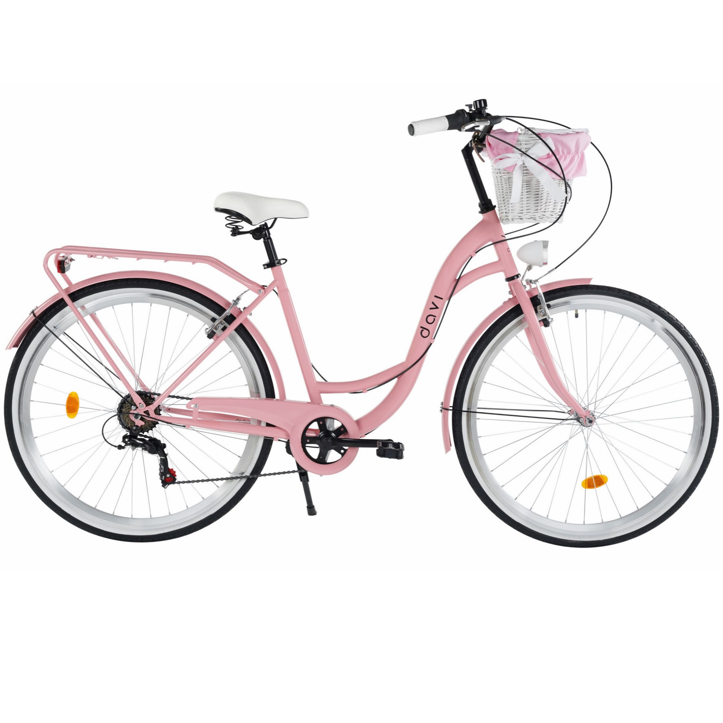 Dámské kolo Davi Emma 28", 160–185 cm, 7 převodů, růžová/černá barva