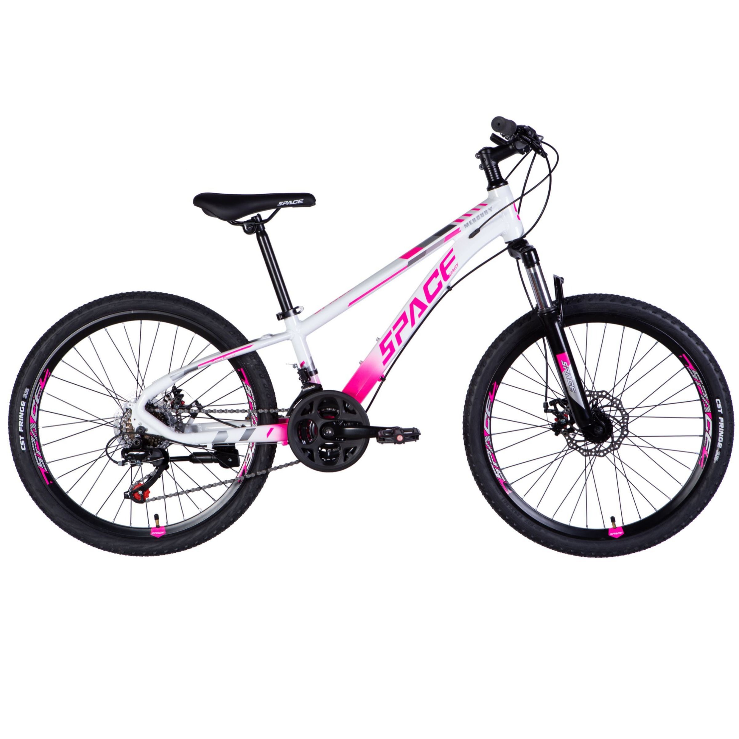 Pigecykel Mercury Aluminium 24", 130-160 cm, 21 gear, Hvid/Lyserød