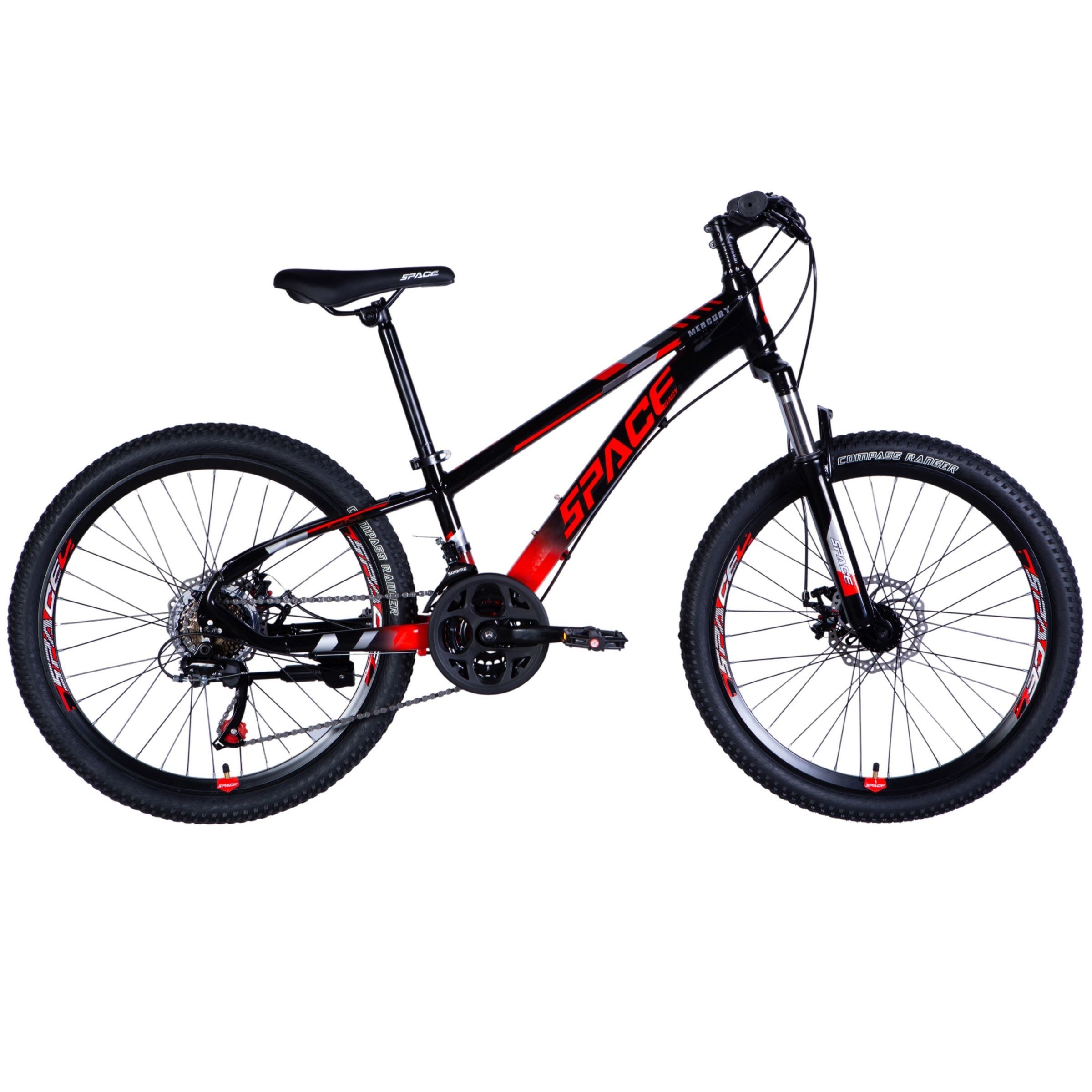 Dětské kolo Mercury hliník 24", 130–160 cm, 21 převodů, černá/červená barva