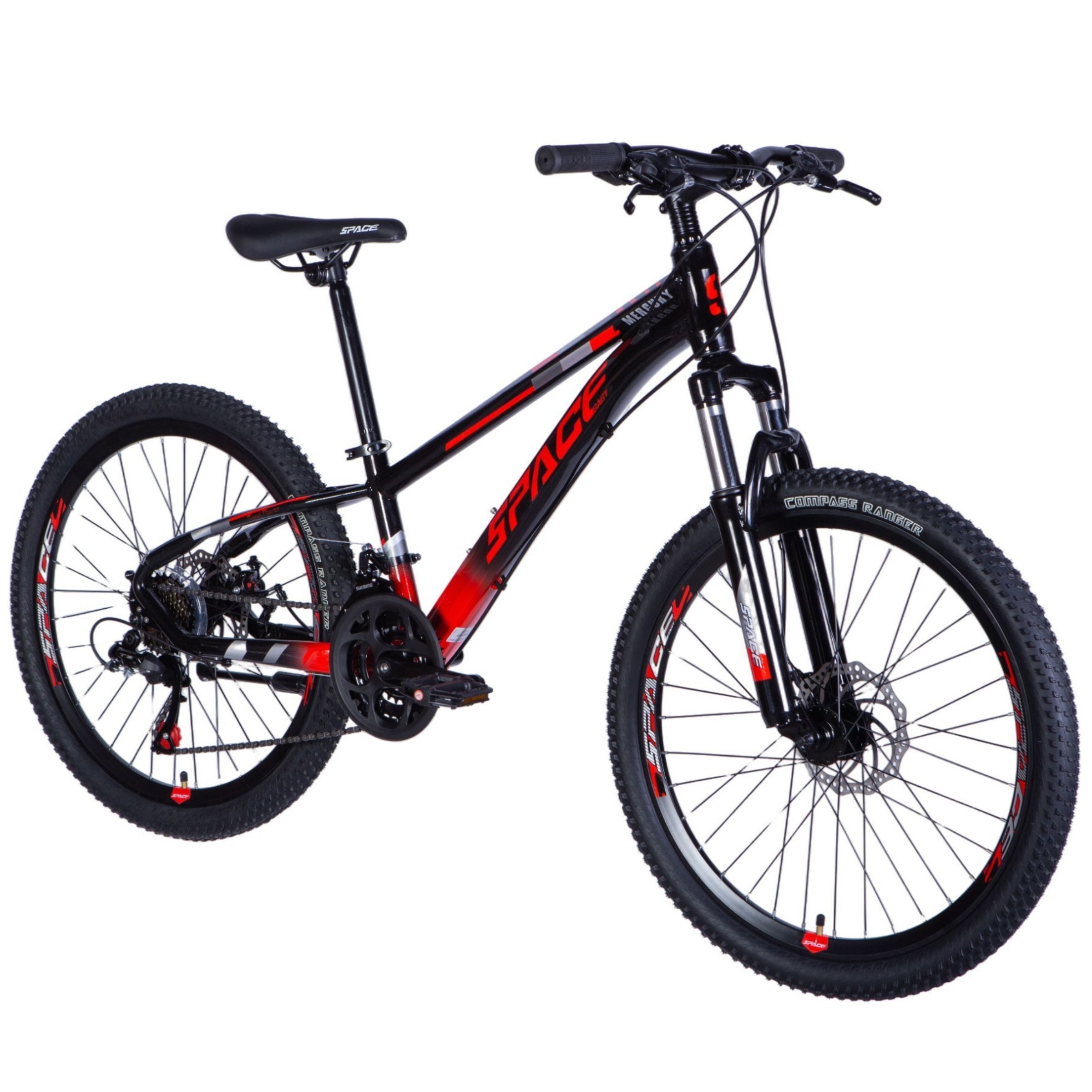 Lasten maastopyörä Mercury 24" Alumiini, 130–160 cm, 21 vaihdetta, Musta/Punainen